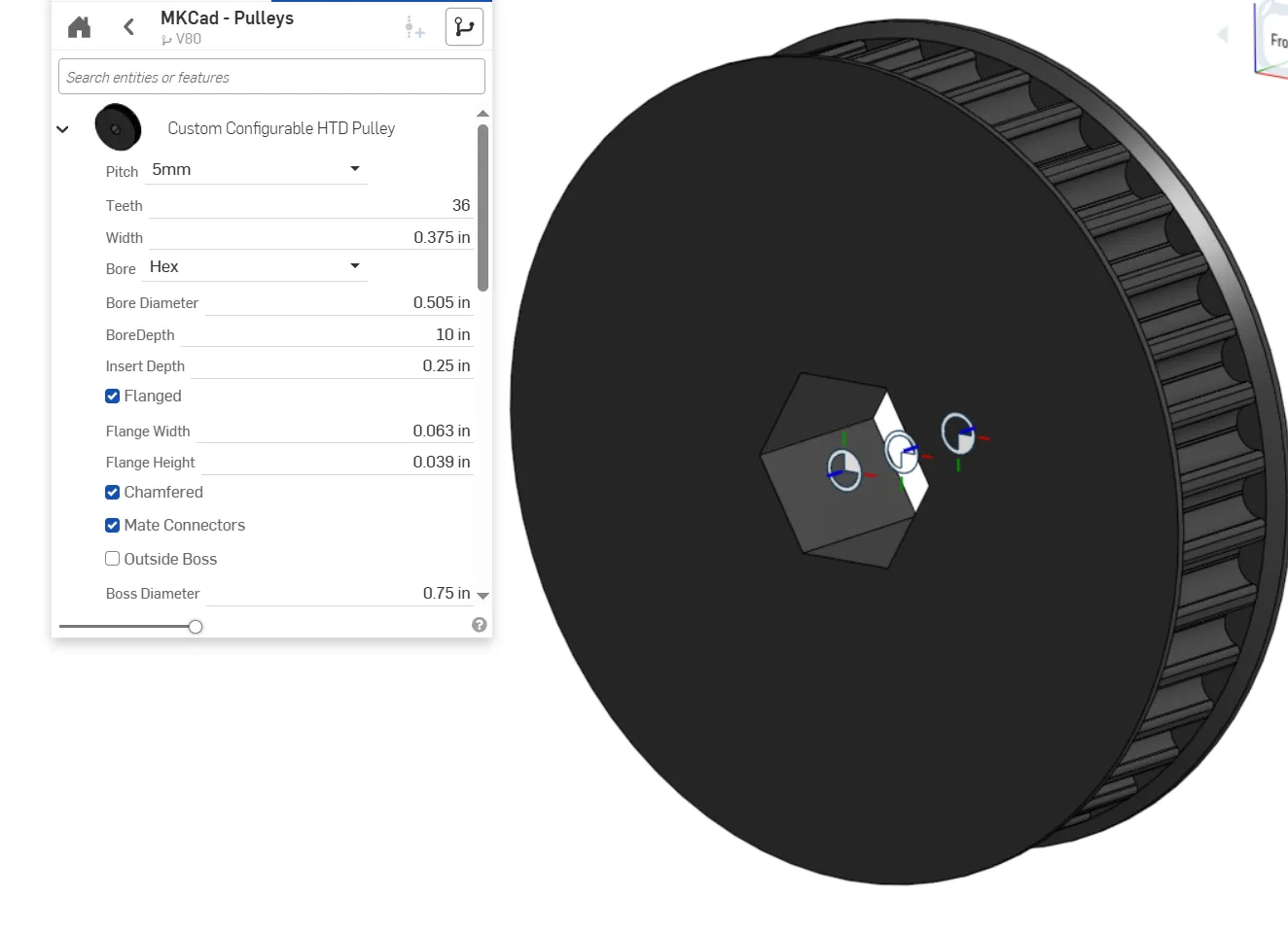 MKCAD Configurable HTD Pulley