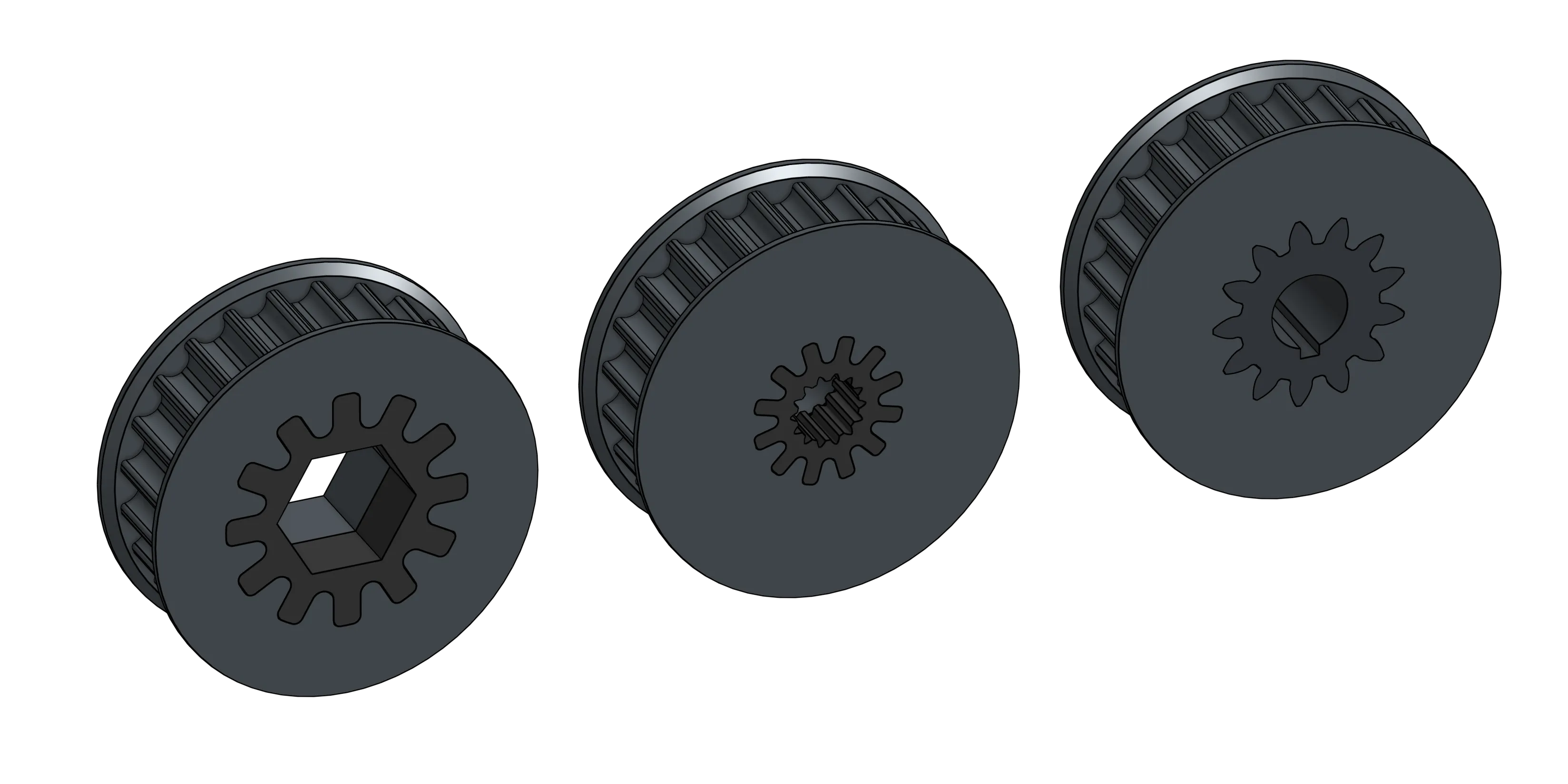 3D printed pulleys with various inserts