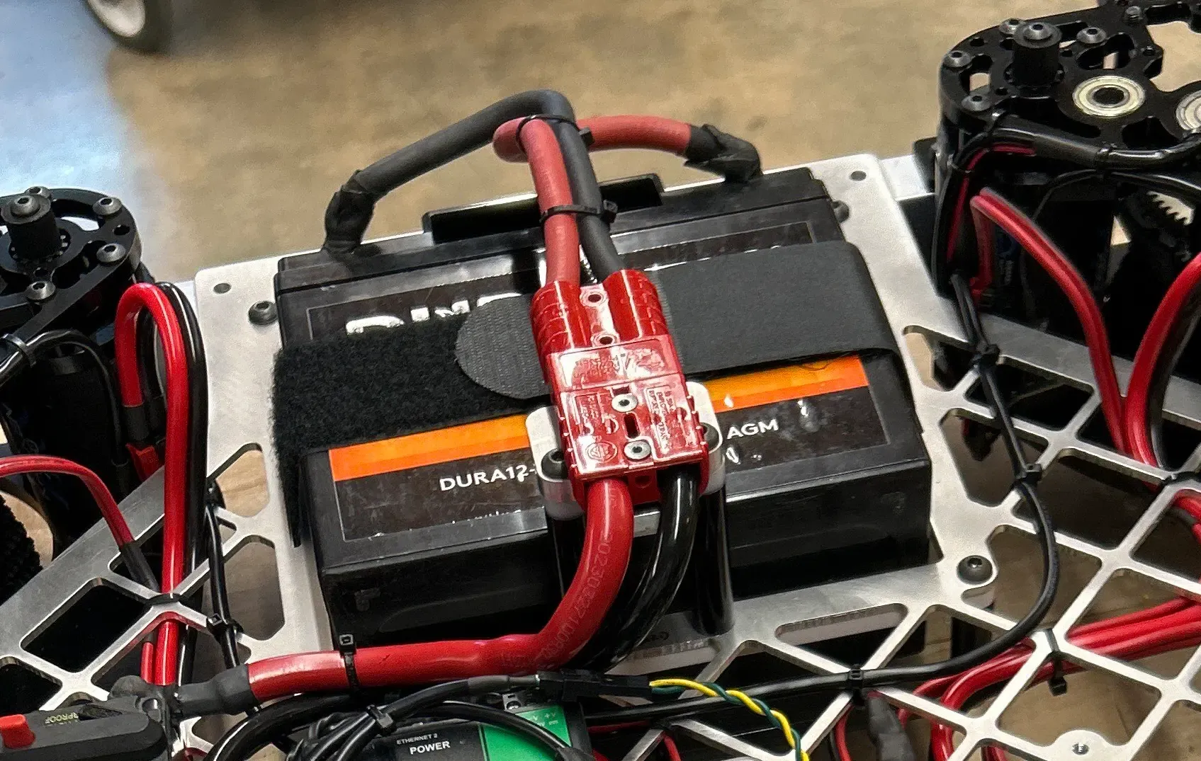 Securely strapped battery in a robot