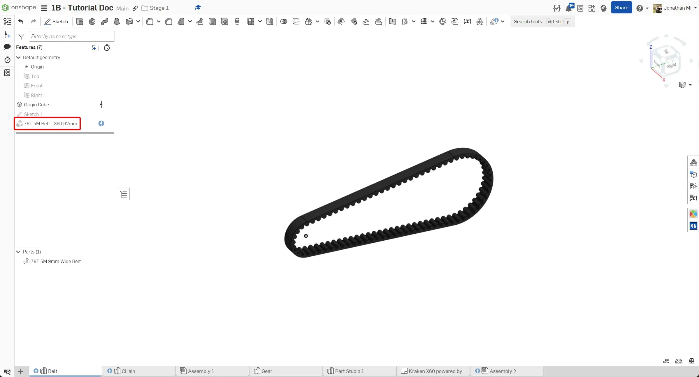 Belt generation result