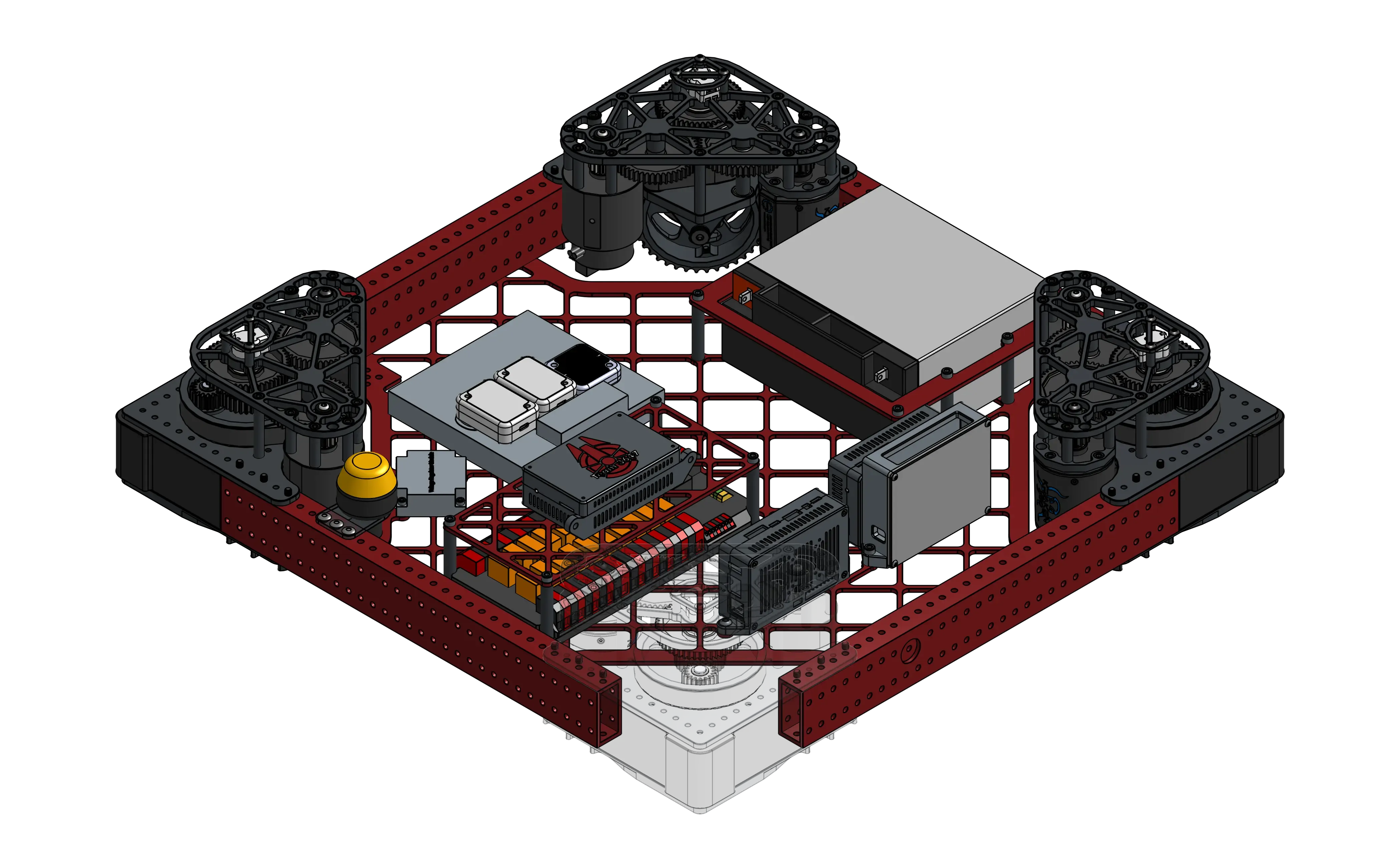 Example layout of various different electronic components on a bellypan