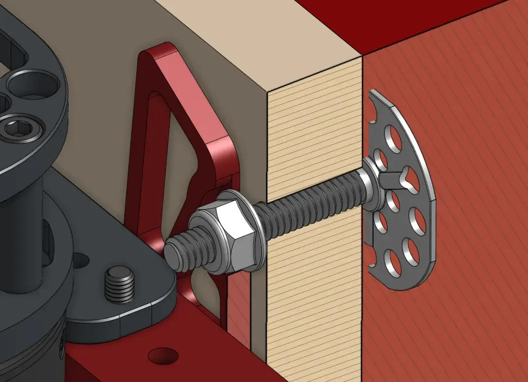 Section view of the threaded stud bumper mount system